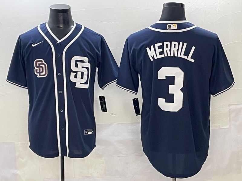 Men 2025 San Diego Padres #3 Merrill Dark Blue Game Nike MLB Jersey style 9